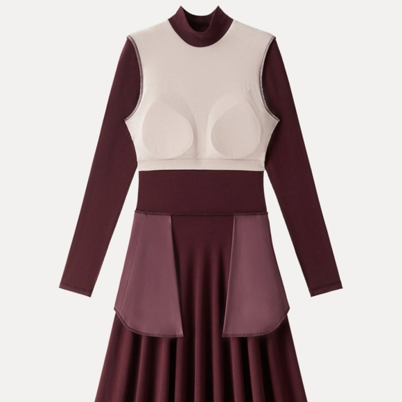 NWT OGL ProWarm Mockneck Midi Brami Dress with Pockets in Ruby Red Size S - Picture 8 of 11